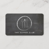 FORK SPOON KNIFE CHALKBOARD LOGO auf Chalkboard Visitenkarte (Vorderseite)