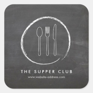 FORK SPOON KNIFE CHALKBOARD LOGO Stickers