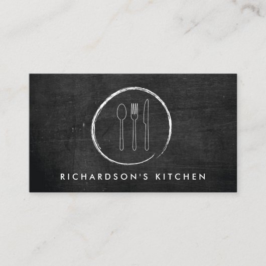 FORK SPOON KNIFE SKETCH LOGO für Catering, Koch... Visitenkarte (Vorderseite)