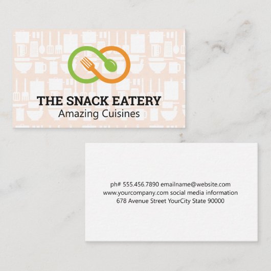 Fork Spoon | Restaurant Küche Utensils Visitenkarte (Vorne/Hinten)