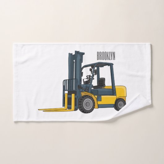 Forklift cartoon illustration badhandtuch set (Handtuch)