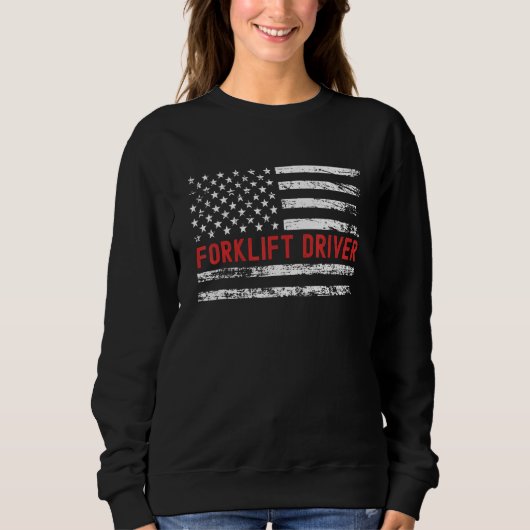 Forklift driver USA Flag Profession Retro Job Titl Sweatshirt (Vorderseite)