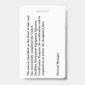 Forklift Employee Abzeichen Ausweis (Back)