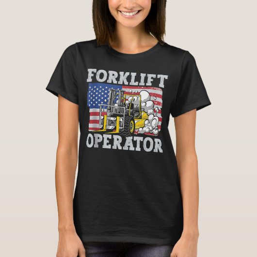Forklift Operator für die US-Flagge T-Shirt (Vorderseite)