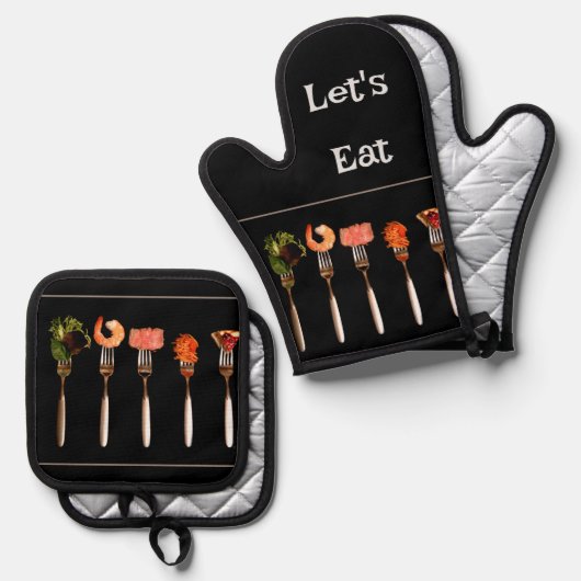 Forks Black Ofenhandschuh & Topflappen-Set (Vorderseite/Rückseite)