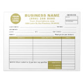 Form Business Quotation Gold Invoice Sales Receipt Notizblock (Vorderseite)