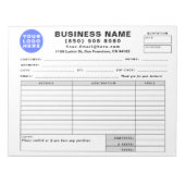 Form Business Quotation Invoice Sales Receipt Notizblock (Vorderseite)