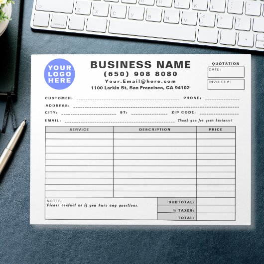 Form Business Quotation Invoice Sales Receipt Notizblock