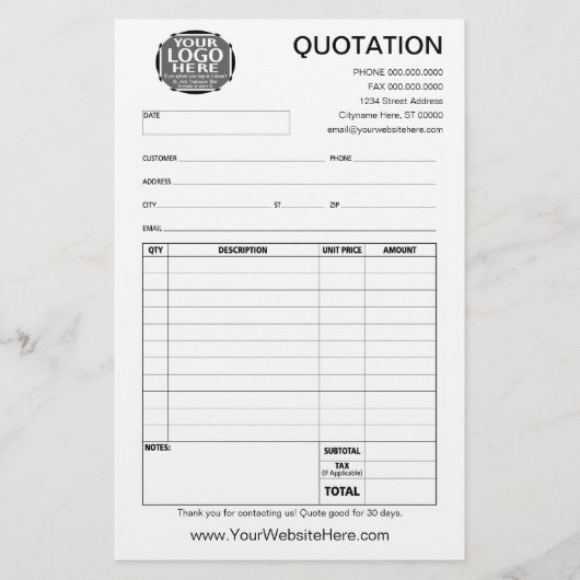 Form - Business Quotation or Invoice (Vorderseite)