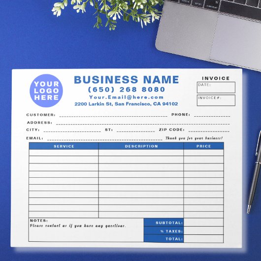 Form Business Quote Invoice Sales Receipt Notizblock