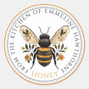 Form der Küche von Floral Bee Honig Etikett Runder Aufkleber