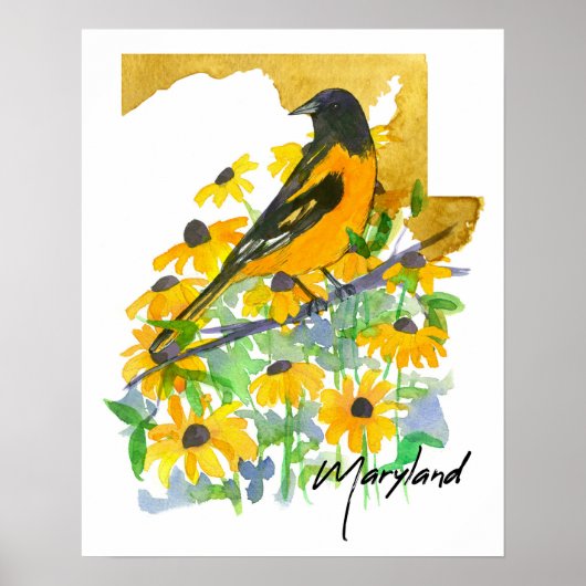 Form des Bundesstaates Maryland Baltimore Oriole S Poster (Vorne)