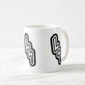 Form des Schwarz-weißen Blitzstrahls Kaffeetasse (VorderseiteRechts)