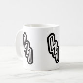 Form des Schwarz-weißen Blitzstrahls Kaffeetasse (Vorderseite Links)