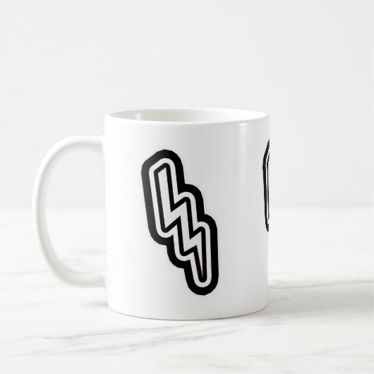 Form des Schwarz-weißen Blitzstrahls Kaffeetasse (Links)