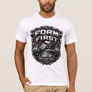 Form First Metallisches Fitness-Abzeichen-Illustra T-Shirt