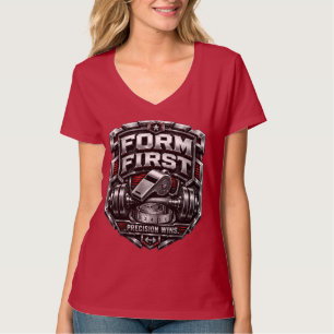 Form First Metallisches Fitness-Abzeichen-Illustra T-Shirt
