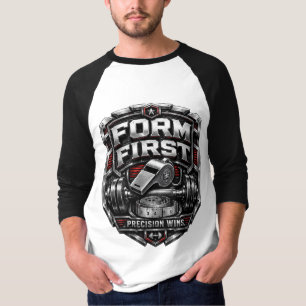 Form First Metallisches Fitnessstudio-Emblem-Abzei T-Shirt