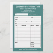 Form-Geschäftsquotation oder Rechnung kann Farbe b (Vorne/Hinten)