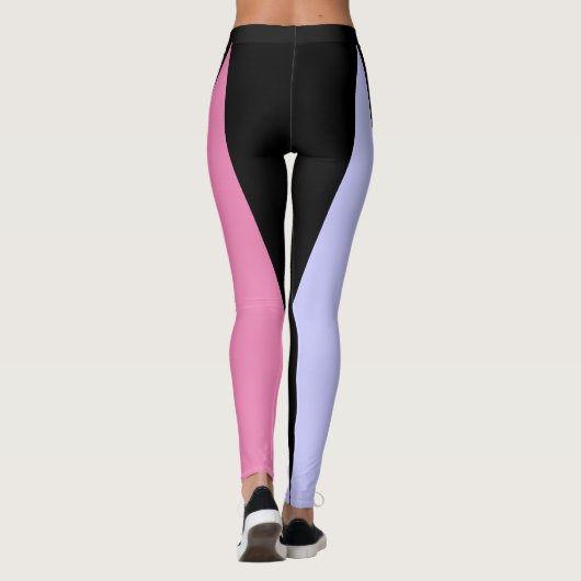 Form & Krümmung Tri-Color Schwarz, Pink, & Periwin Leggings (Rückseite)