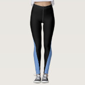 Form & Kurven Zwei Farben Schwarz & Blau Leggings (Vorderseite)