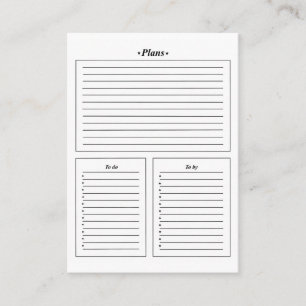 Form, Pläne, was zu tun ist, was zu kaufen Visitenkarte