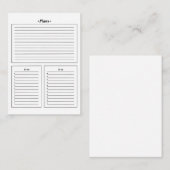 Form, Pläne, was zu tun ist, was zu kaufen Visitenkarte (Vorne/Hinten)