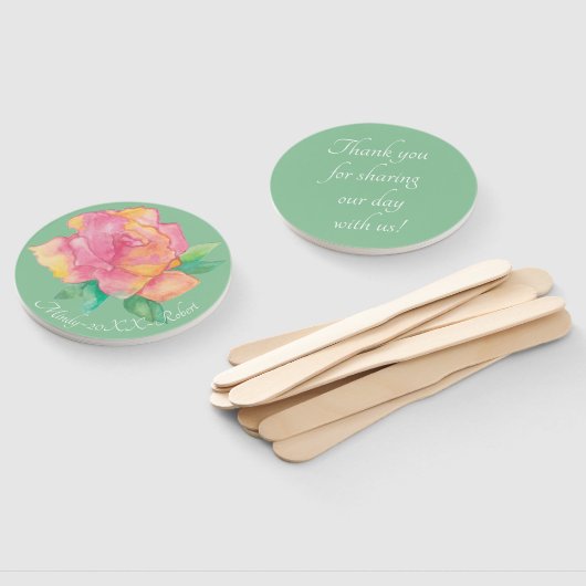 Form: Runder Hand-Lüfter "Rosa Blume" Fächer (Non-assembled)