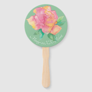 Form: Runder Hand-Lüfter "Rosa Blume" Fächer