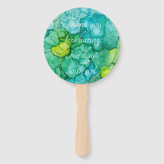 Form: Rundfächer "Blue-Grüntöne-Blume" Fächer (Rückseite)