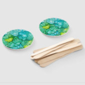 Form: Rundfächer "Blue-Grüntöne-Blume" Fächer (Non-assembled)