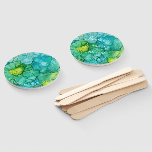 Form: Rundfächer "Blue-Grüntöne-Blume" Fächer (Non-assembled)