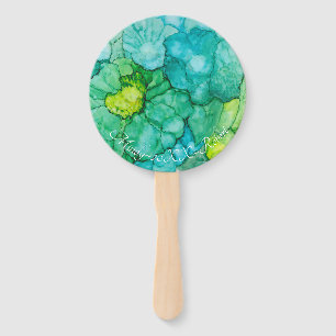 Form: Rundfächer "Blue-Grüntöne-Blume" Fächer