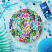 Form sehr farbiger Steine in Milchsuppe getaucht Pappteller (Party)