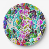 Form sehr farbiger Steine in Milchsuppe getaucht Pappteller (Vorderseite)