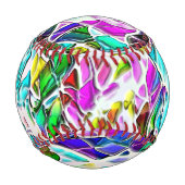 Form von farbigen und glänzenden Steinen in Milch  Baseball (Rückseite)