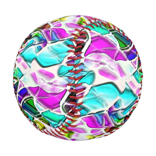 Form von farbigen und glänzenden Steinen in Milch  Baseball (Schrägansicht)