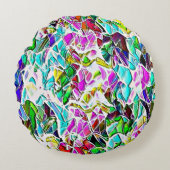 Form von farbigen und glänzenden Steinen in Milch Rundes Kissen (Vorderseite)