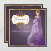 Forma Quinceñera/Pflaume Einladung (Vorne/Hinten)