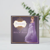 Forma Quinceñera/Pflaume Einladung (Stehend Vorderseite)