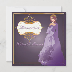 Forma Quinceñera/Pflaume Einladung