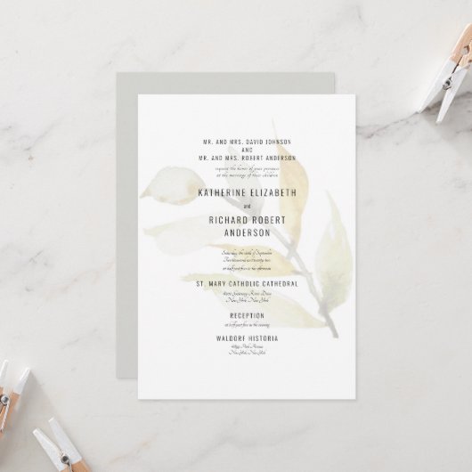 Formal abgeschmolzene Folien Beide Eltern Einladun Einladung (Vorderseite/Rückseite Beispiel)