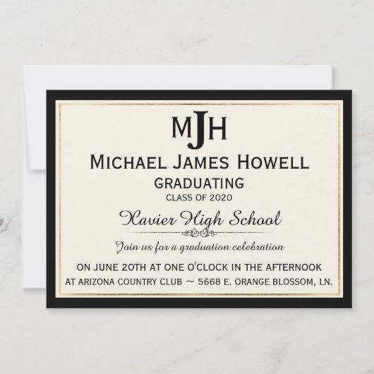 Formal Abschluss einladen Einladung (Rückseite)