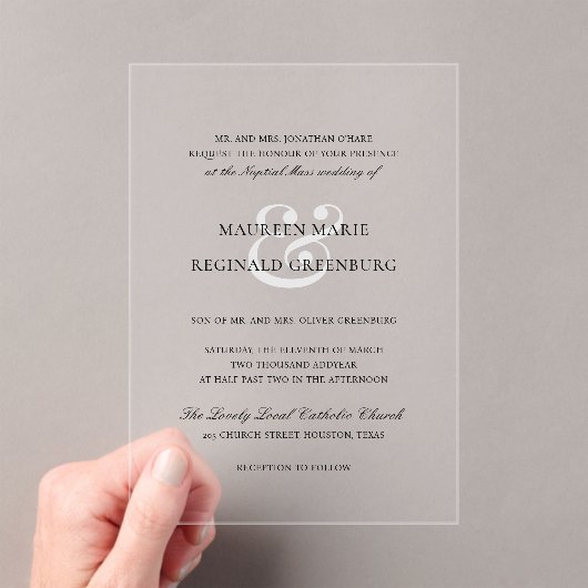 Formal Ampersand Traditionelle Hochzeit Acryleinladungen (Insitu (Handheld))