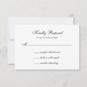 Formal and Classic | Dark Black Wedding RSVP Karte (Vorderseite)