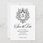 Formal Antique Crest | Photo and QR Code Save The Date (Vorderseite)
