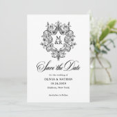 Formal Antique Crest | Photo and QR Code Save The Date (Stehend Vorderseite)