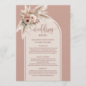 Formal Arch Pastel Pink Pampas Floral Wedding Menu Menükarte (Vorderseite)