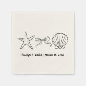 Formal Beach Wedding Favor Seashell & Bow Napkins Serviette (Vorderseite)