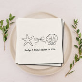 Formal Beach Wedding Favor Seashell & Bow Napkins Serviette